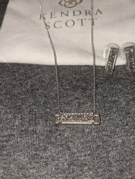 KS Necklace Earrings Set in Multi Drusy/ Silver - Picture 2 of 9